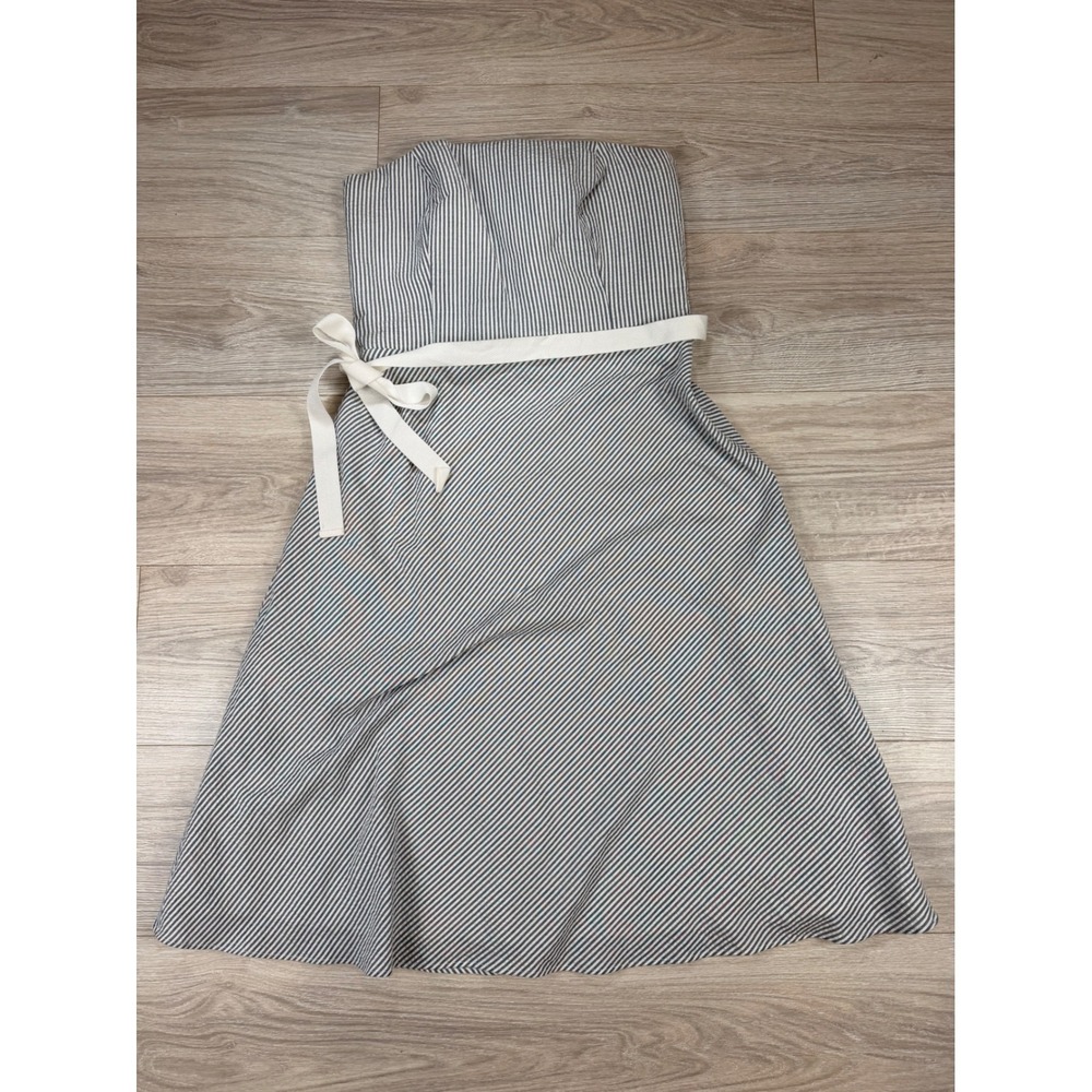 Ann‎ Taylor LOFT Blue White Seersucker Strapless Dress NWT Size 6 Striped A-Line
